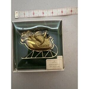 Hallmark Brass Christmas Ornament Santa's Sleigh 1982 Santa Claus Toys Metal